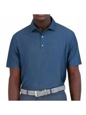 Hickey Freeman Men’s Golf Polo size L Blue Geometric Print Short Sleeve NWT